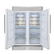Forno Maderno 60-Inch Built-In Convertible Refrigerator/Freezer, 27.2 Cu. Ft., White, Antique Brass Handles, Grill Trim Kit (FFFFD1722-60SG-WHT)
