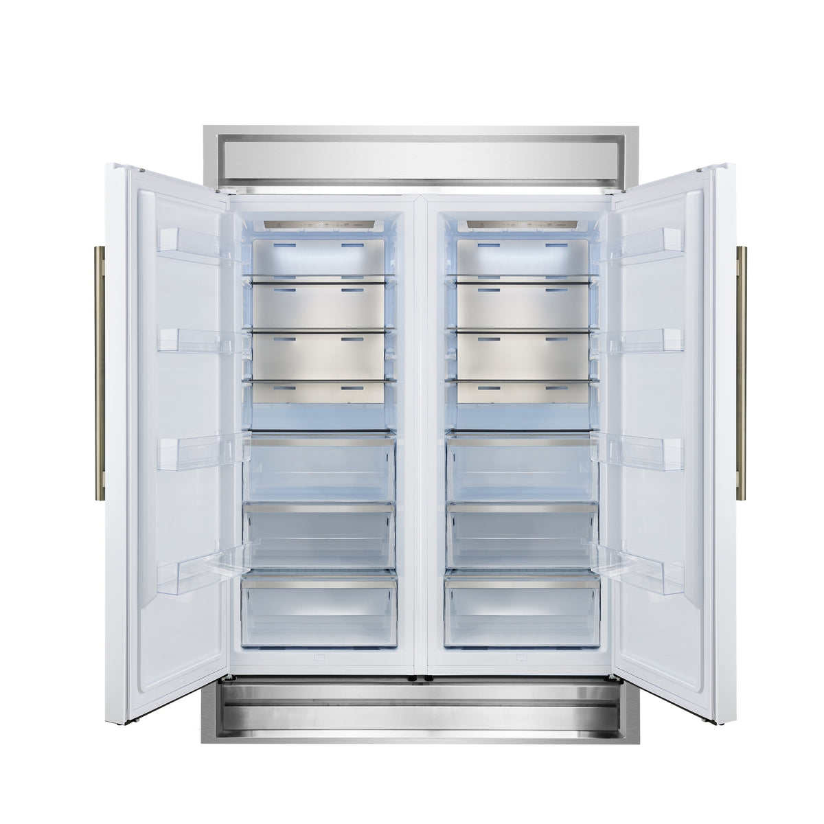 FORNO Maderno 60-Inch Built-In Convertible Refrigerator/Freezer, 27.2 cu ft, White, Antique Brass Handles, Trim Kit Included (FFFFD1722-60MG-WHT)