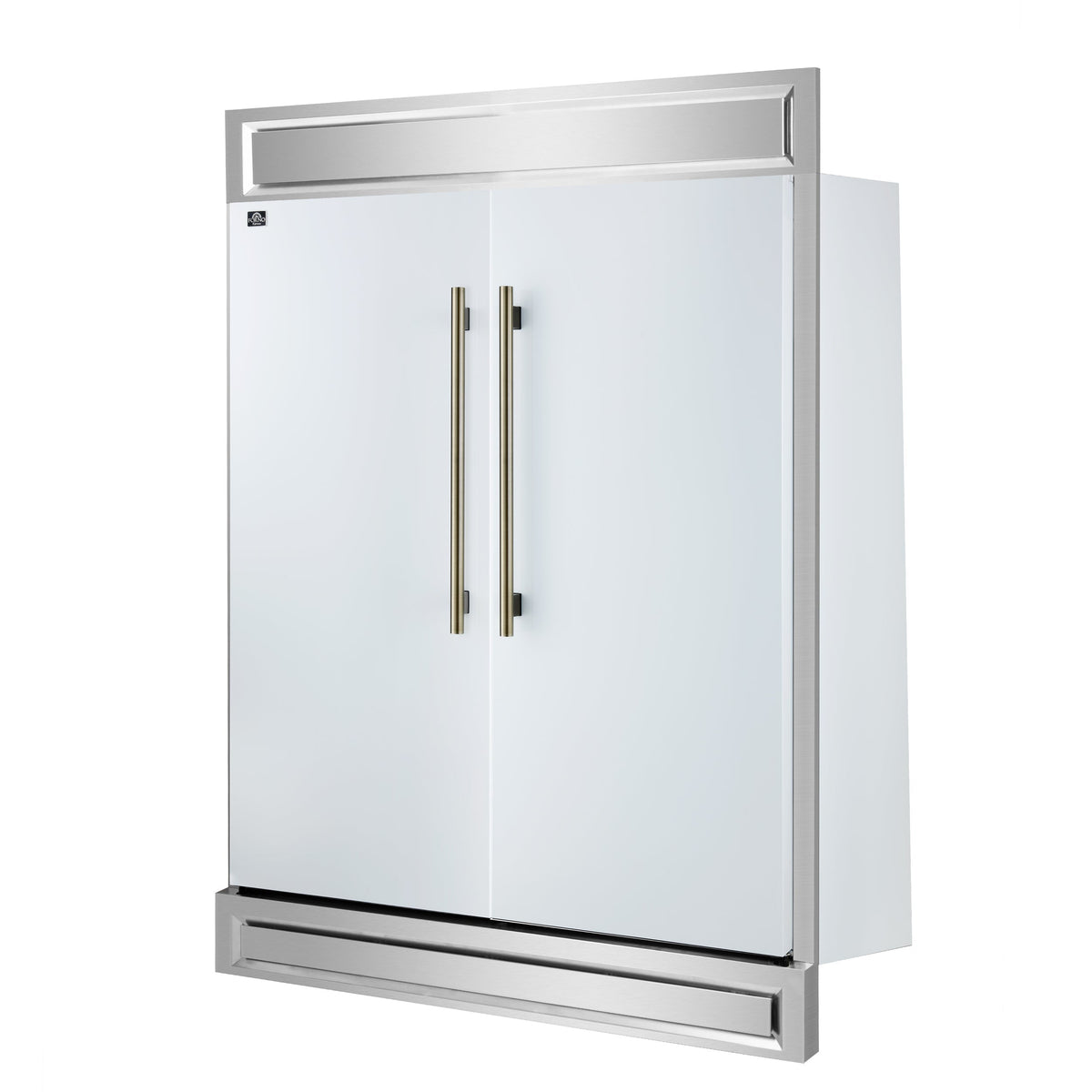 FORNO Maderno 60-Inch Built-In Convertible Refrigerator/Freezer, 27.2 cu ft, White, Antique Brass Handles, Trim Kit Included (FFFFD1722-60MG-WHT)