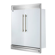 FORNO Maderno 60-Inch Built-In Convertible Refrigerator/Freezer, 27.2 cu ft, White, Antique Brass Handles, Trim Kit Included (FFFFD1722-60MG-WHT)