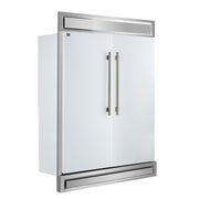 FORNO Maderno 60-Inch Built-In Convertible Refrigerator/Freezer, 27.2 cu ft, White, Antique Brass Handles, Trim Kit Included (FFFFD1722-60MG-WHT)