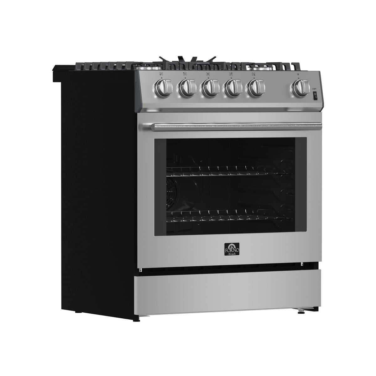 Forno Espresso Leonardo 30-Inch Freestanding Gas Range, 5.0 cu. ft. Oven, Stainless Steel (Model FFSGS1116-30)