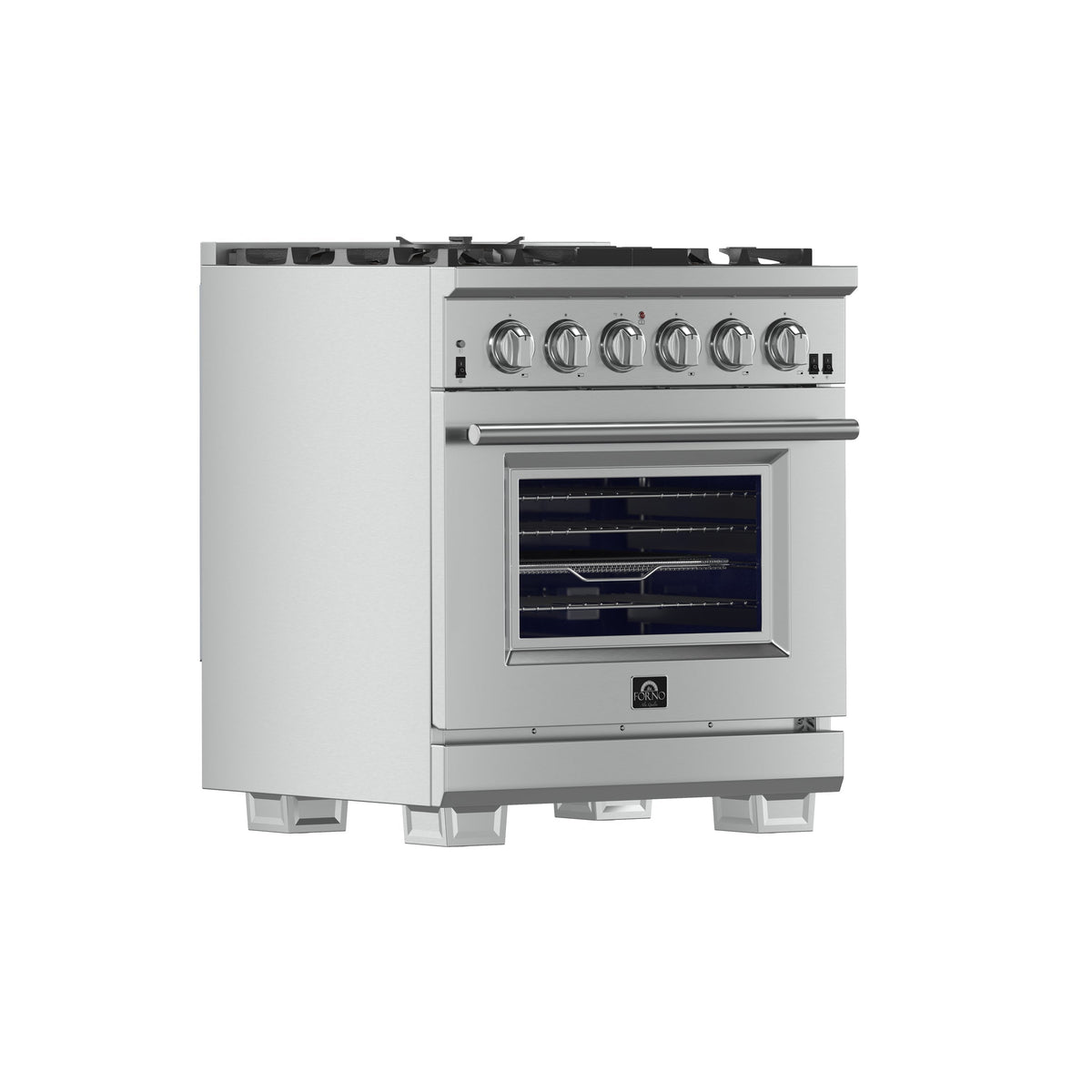 FORNO Capriasca 30 in Freestanding Gas Range, 4.32 cu ft Oven, 5 Sealed Burners, Stainless Steel (Model FFSGS6260-30)