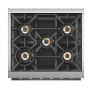 FORNO Capriasca 30 in Freestanding Gas Range, 4.32 cu ft Oven, 5 Sealed Burners, Stainless Steel (Model FFSGS6260-30)