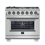 FORNO Capriasca 36 in. Freestanding Gas Range, 5.36 cu. ft. Oven, 6 Sealed Burners, Stainless Steel (Model FFSGS6260-36)