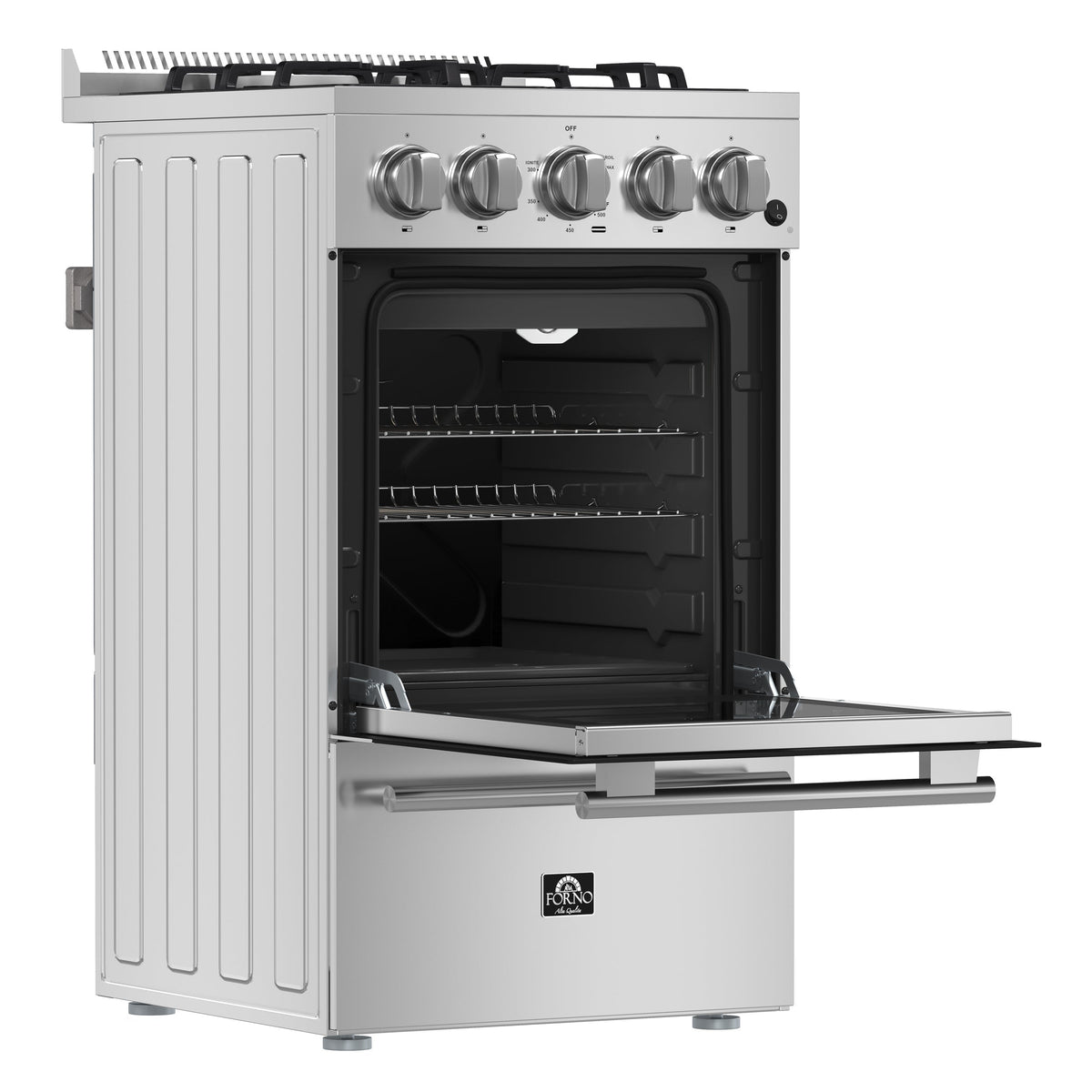 Forno Lamazze 20 in. Freestanding Gas Range, 2.05 cu. ft., 4 Sealed Burners, Stainless Steel (Model FFSGS6265-20)