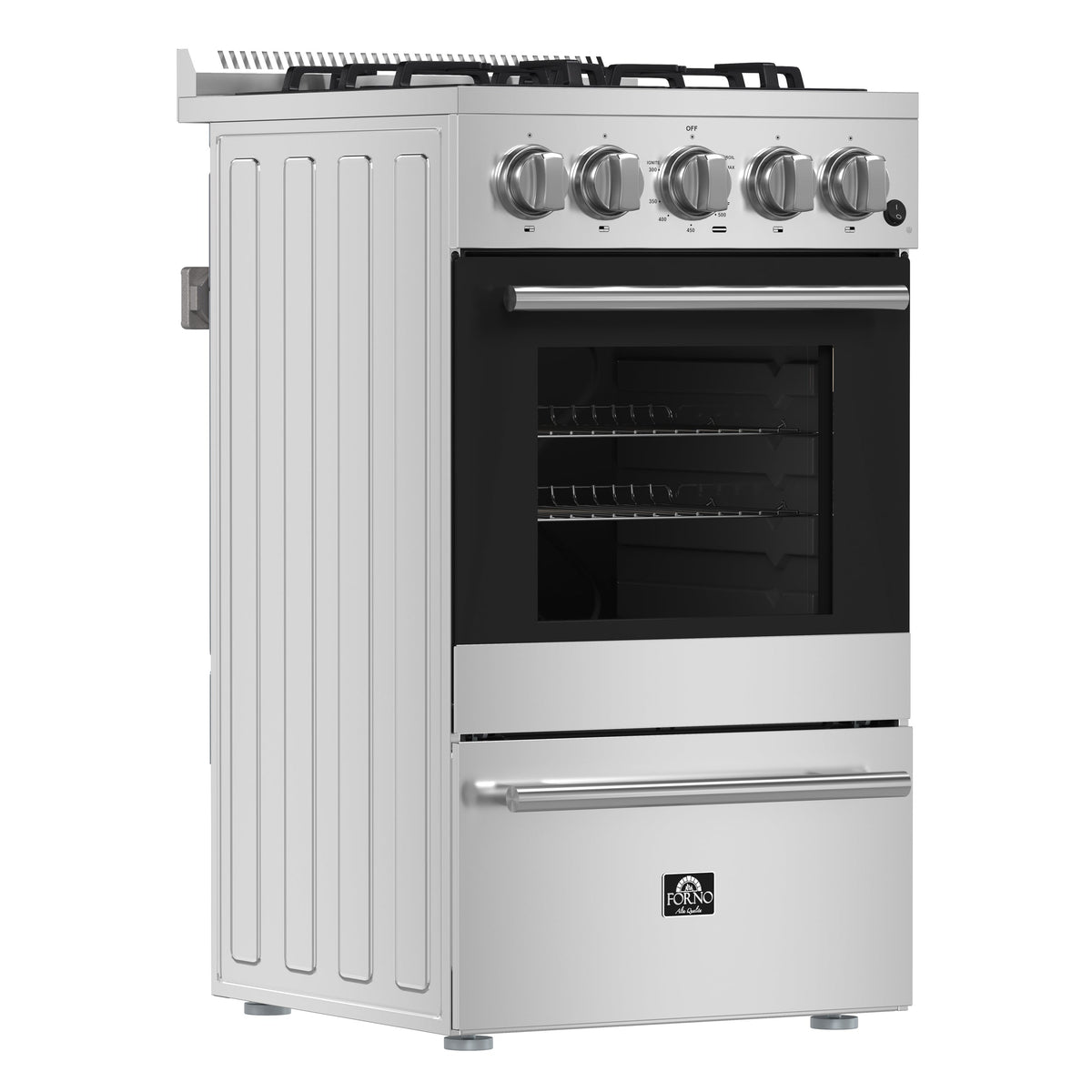 Forno Lamazze 20 in. Freestanding Gas Range, 2.05 cu. ft., 4 Sealed Burners, Stainless Steel (Model FFSGS6265-20)
