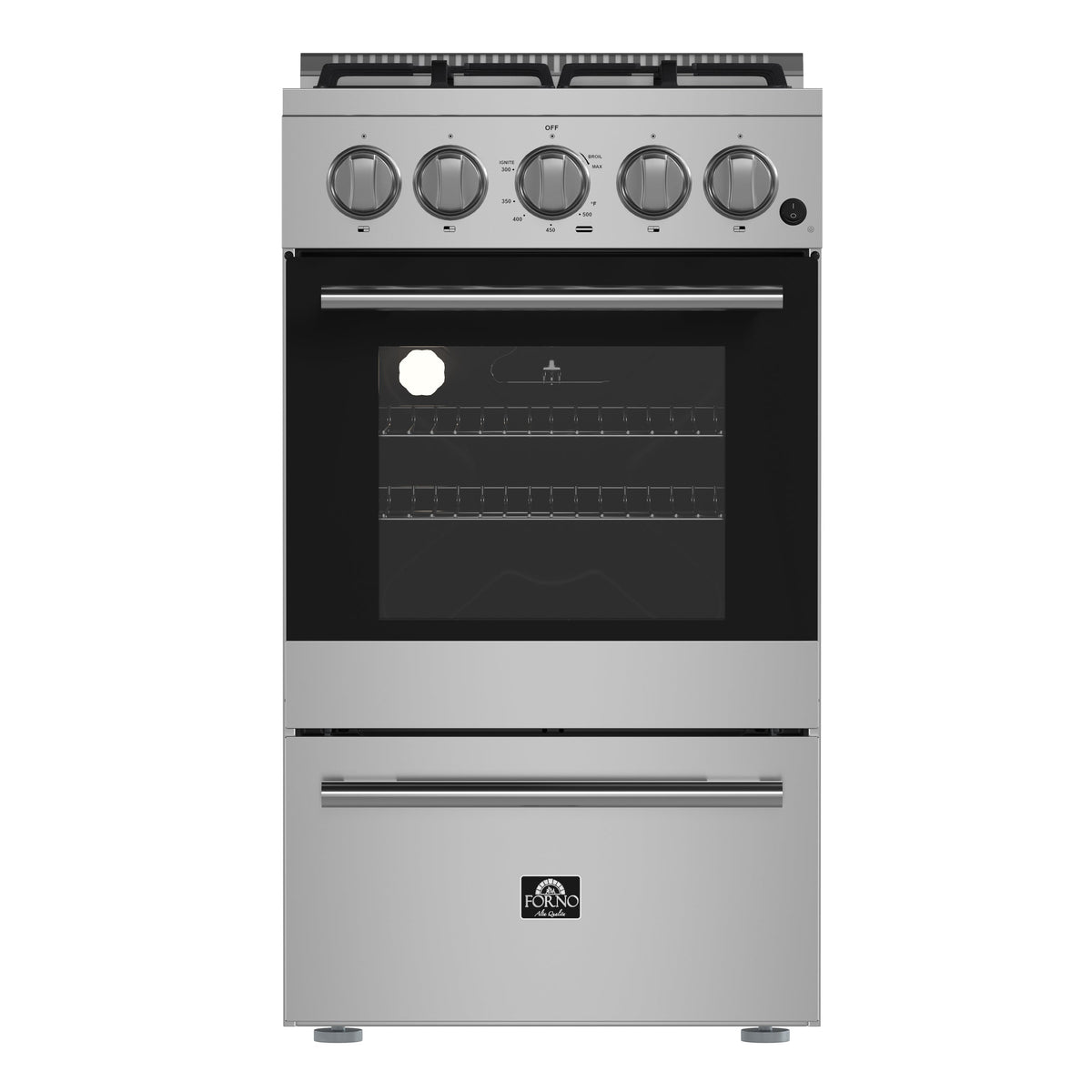 Forno Lamazze 20 in. Freestanding Gas Range, 2.05 cu. ft., 4 Sealed Burners, Stainless Steel (Model FFSGS6265-20)