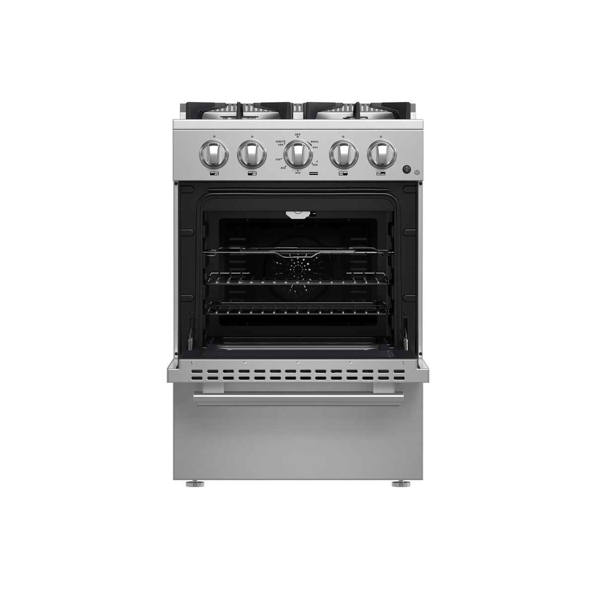 Forno Breno 24 in. Freestanding Gas Range, 2.3 cu. ft., 4 Sealed Burners, Storage Drawer, Stainless Steel (Model FFSGS6272-24)