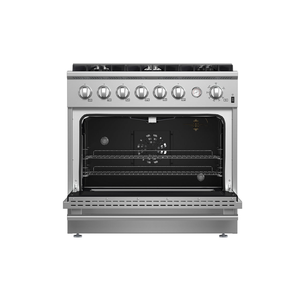 Forno Marco 36-Inch Freestanding Gas Range with 6 Sealed Burners, 5.36 cu. ft. Oven Capacity, Built-In Temperature Gauge, Stainless Steel (Model FFSGS6277-36)