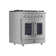 Forno Massimo 30 in. Freestanding French Door Gas Range, 4.32 cu. ft. Oven, 5 Sealed Burners (Model FFSGS6439-30)