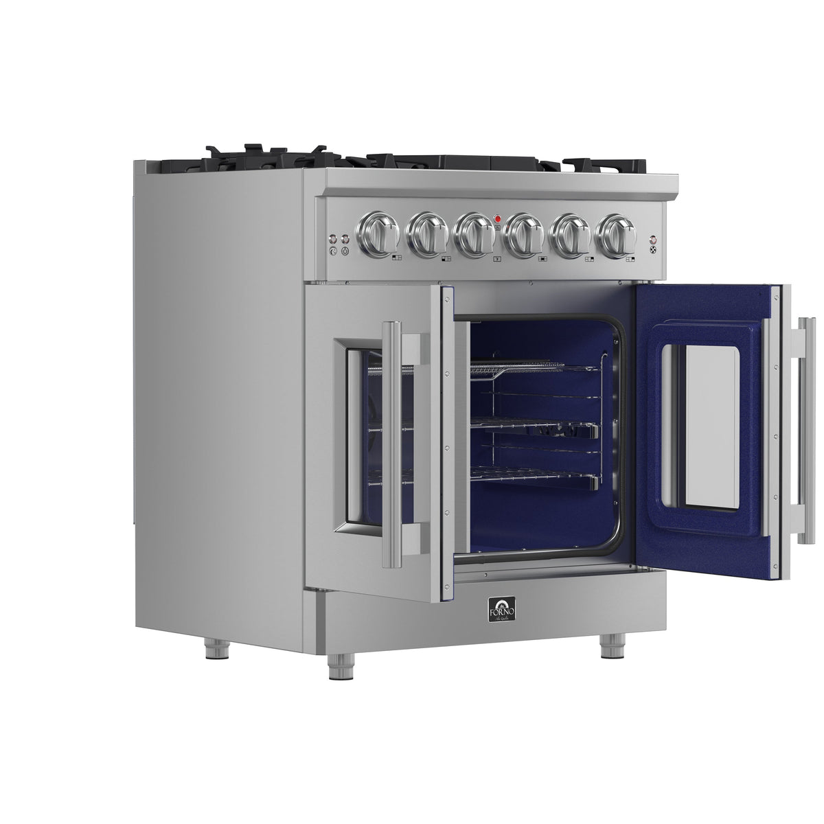 Forno Massimo 30 in. Freestanding French Door Gas Range, 4.32 cu. ft. Oven, 5 Sealed Burners (Model FFSGS6439-30)