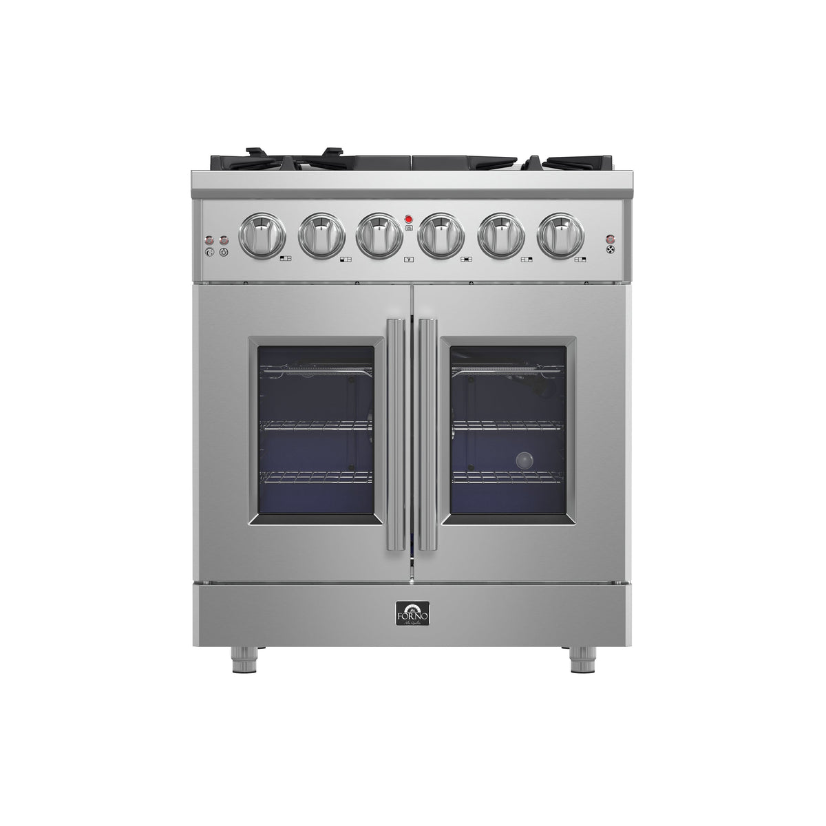Forno Massimo 30 in. Freestanding French Door Gas Range, 4.32 cu. ft. Oven, 5 Sealed Burners (Model FFSGS6439-30)