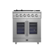 Forno Massimo 30 in. Freestanding French Door Gas Range, 4.32 cu. ft. Oven, 5 Sealed Burners (Model FFSGS6439-30)
