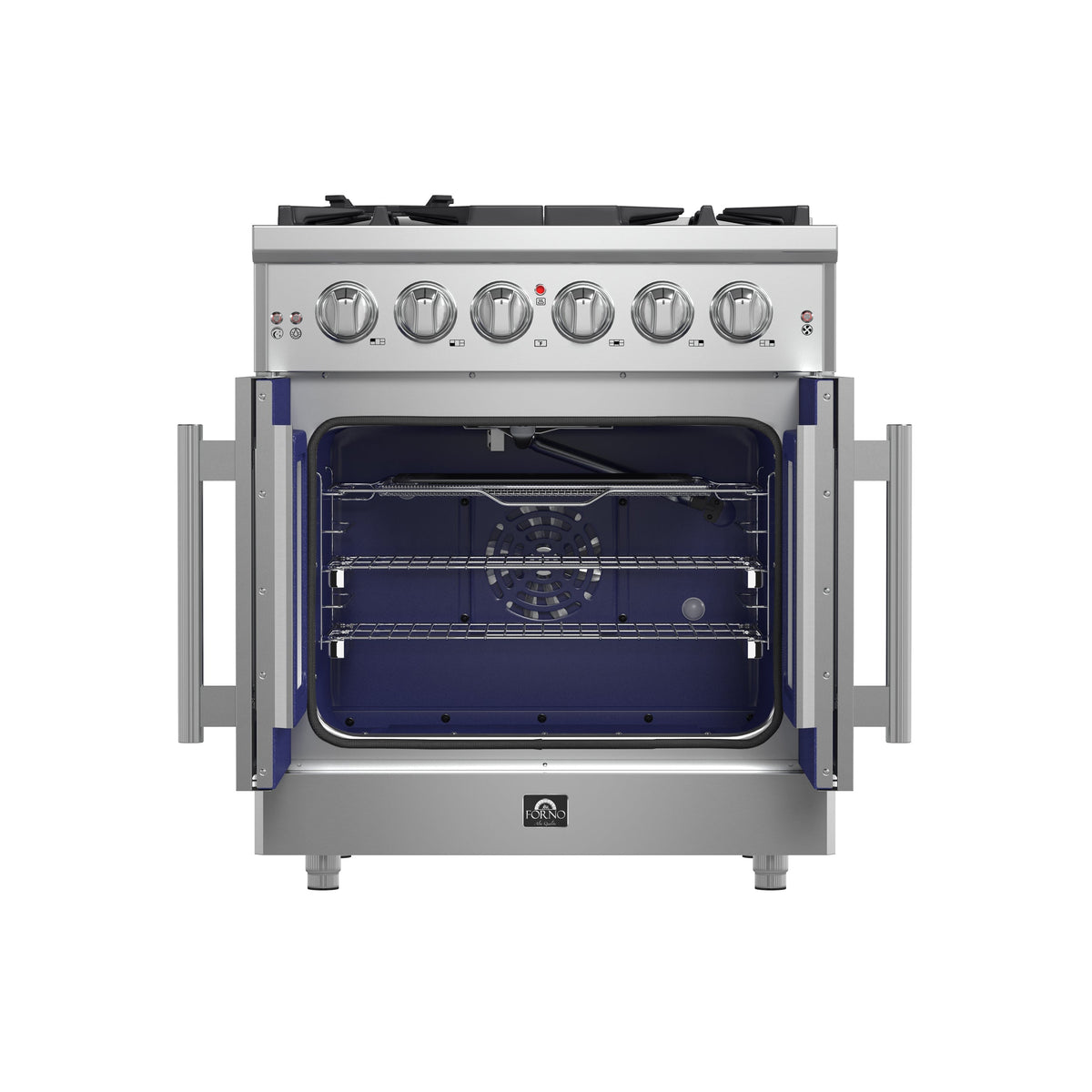 Forno Massimo 30 in. Freestanding French Door Gas Range, 4.32 cu. ft. Oven, 5 Sealed Burners (Model FFSGS6439-30)