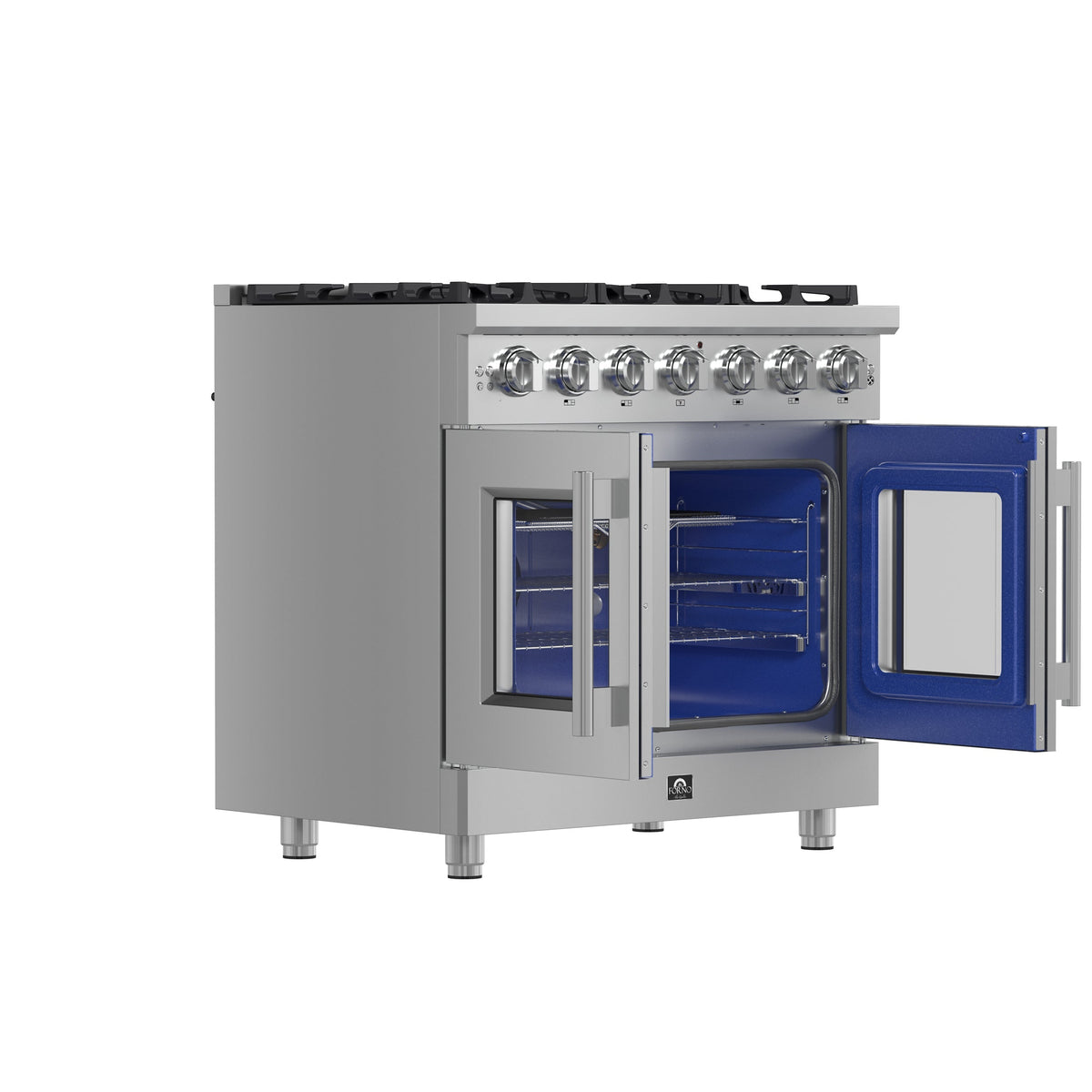 Forno Massimo 36 in. 5.36 cu. ft. Freestanding French Door Gas Range with 6 Sealed Burners in Stainless Steel (FFSGS6439-36)