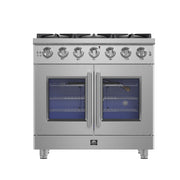 Forno Massimo 36 in. 5.36 cu. ft. Freestanding French Door Gas Range with 6 Sealed Burners in Stainless Steel (FFSGS6439-36)