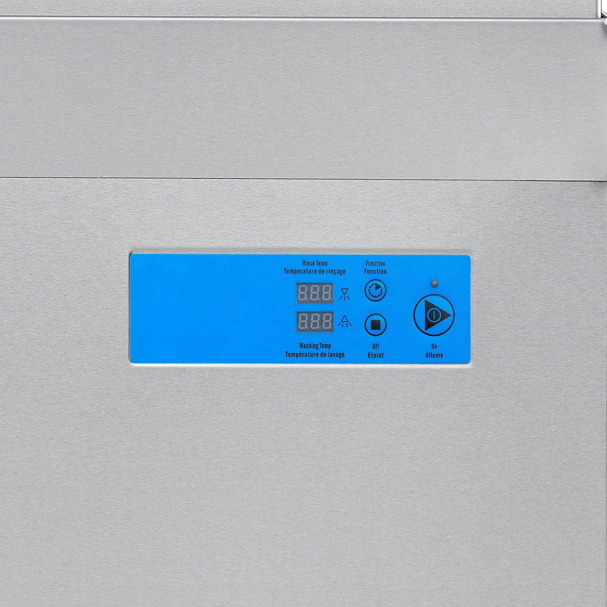 FORNO Commercial 28 Inch Hood-Type Dishwasher, 26 L Tank, 3 Wash Cycles, High-Temperature Sanitizing, Stainless Steel, FCMDW0031