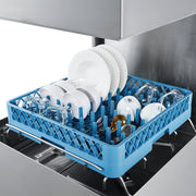 FORNO Commercial 28 Inch Hood-Type Dishwasher, 26 L Tank, 3 Wash Cycles, High-Temperature Sanitizing, Stainless Steel, FCMDW0031