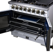 Forno Capriasca 36-Inch Dual Fuel Freestanding Range, 5.36 cu. ft. Oven, 6 Sealed Brass Burners, Air Fry Basket, Rotisserie Kit, Wok Ring & Griddle, White with Antique Brass Acccents (FFSGS6387-36WHT)