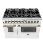 Forno Galiano 48-Inch Freestanding Dual Fuel Range with Gas Cooktop, Electric Oven, 6.58 cu. ft., 8 Sealed Burners and Griddle, White (Model FFSGS6156-48WHT)