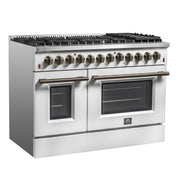Forno Galiano 48-Inch Freestanding Dual Fuel Range with Gas Cooktop, Electric Oven, 6.58 cu. ft., 8 Sealed Burners and Griddle, White (Model FFSGS6156-48WHT)