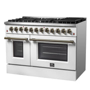 Forno Galiano 48-Inch Freestanding Dual Fuel Range with Gas Cooktop, Electric Oven, 6.58 cu. ft., 8 Sealed Burners and Griddle, White (Model FFSGS6156-48WHT)