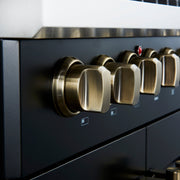Forno Galiano 30-Inch Dual Fuel Range, 4.32 cu. ft., 5 Sealed Burners, French Door Oven, Black with Antique Brass Accents (Model FFSGS6356-30BLK)