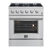 FORNO Marco 30-Inch Dual Fuel Range, 4 Sealed Burners, 4.32 cu. ft. Oven, Stainless Steel (Model FFSGS6197-30)