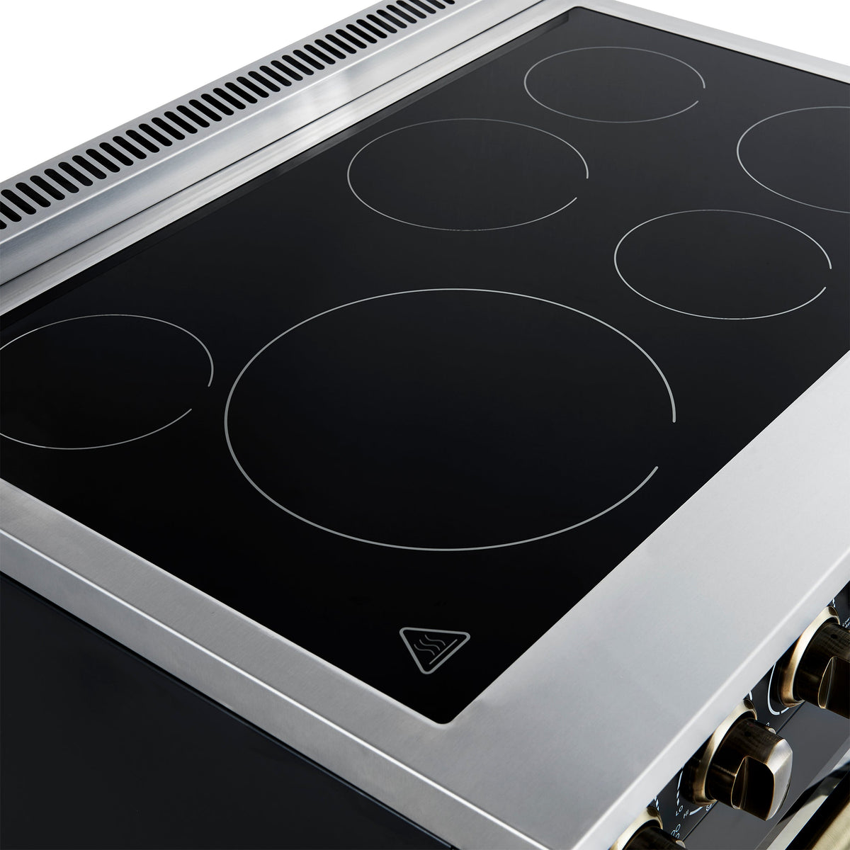 Forno Paolo 36-Inch Freestanding Electric Range, 5.44 cu. ft. True Convection Oven, Black with Antique Brass Accents (Model FFSEL6011-36BLK)