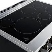Forno Paolo 36-Inch Freestanding Electric Range, 5.44 cu. ft. True Convection Oven, Black with Antique Brass Accents (Model FFSEL6011-36BLK)