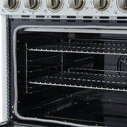 Forno Paolo 36-Inch Freestanding Electric Range with 5.44 cu. ft. True Convection Oven, White with Antique Brass Accents (FFSEL6011-36WHT)