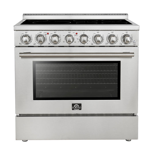 Forno Paolo 36-Inch Freestanding Electric Range with 5.44 cu. ft. True Convection Oven, Stainless Steel (Model FFSEL6011-36)