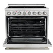 Forno Paolo 36-Inch Freestanding Electric Range with 5.44 cu. ft. True Convection Oven, Stainless Steel (Model FFSEL6011-36)