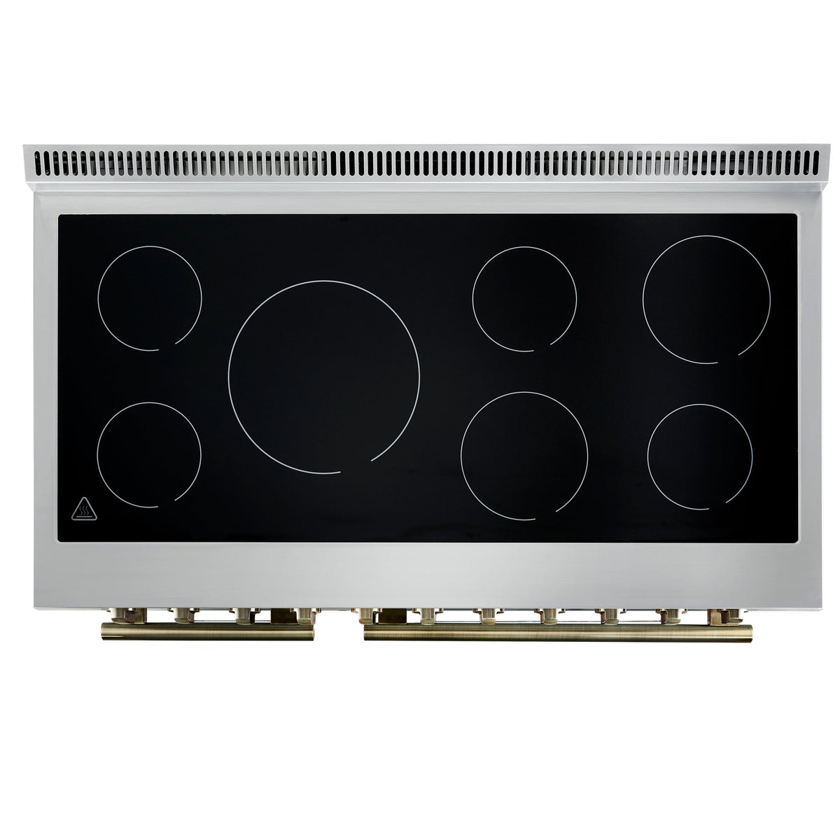Forno Paolo 48-Inch Freestanding Electric Range, 6.7 cu. ft. True Convection Oven, Black with Antique Brass Accents (Model FFSEL6011-48BLK)