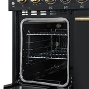 Forno Paolo 48-Inch Freestanding Electric Range, 6.7 cu. ft. True Convection Oven, Black with Antique Brass Accents (Model FFSEL6011-48BLK)