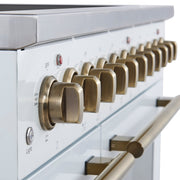 Forno Paolo 48-Inch Freestanding Electric Range with True Convection Oven, 6.7 Cu. Ft., White with Antique Brass Accents (Model FFSEL6011-48WHT)