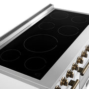 Forno Paolo 48-Inch Freestanding Electric Range with True Convection Oven, 6.7 Cu. Ft., White with Antique Brass Accents (Model FFSEL6011-48WHT)