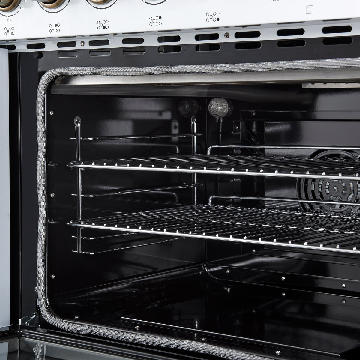 Forno Paolo 48-Inch Freestanding Electric Range with True Convection Oven, 6.7 Cu. Ft., White with Antique Brass Accents (Model FFSEL6011-48WHT)