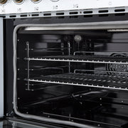 Forno Paolo 48-Inch Freestanding Electric Range with True Convection Oven, 6.7 Cu. Ft., White with Antique Brass Accents (Model FFSEL6011-48WHT)