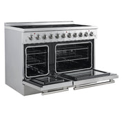 Forno Paolo 48-Inch Freestanding Electric Range with True Convection Oven, 6.7 cu. ft., Stainless Steel (Model FFSEL6011-48)