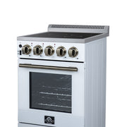 Forno Pallerno 20-Inch Freestanding Electric Range, 2.05 cu ft, 4 Radiant Elements, Storage Drawer, White with Antique Brass Accents (Model FFSEL6052-20WHT)