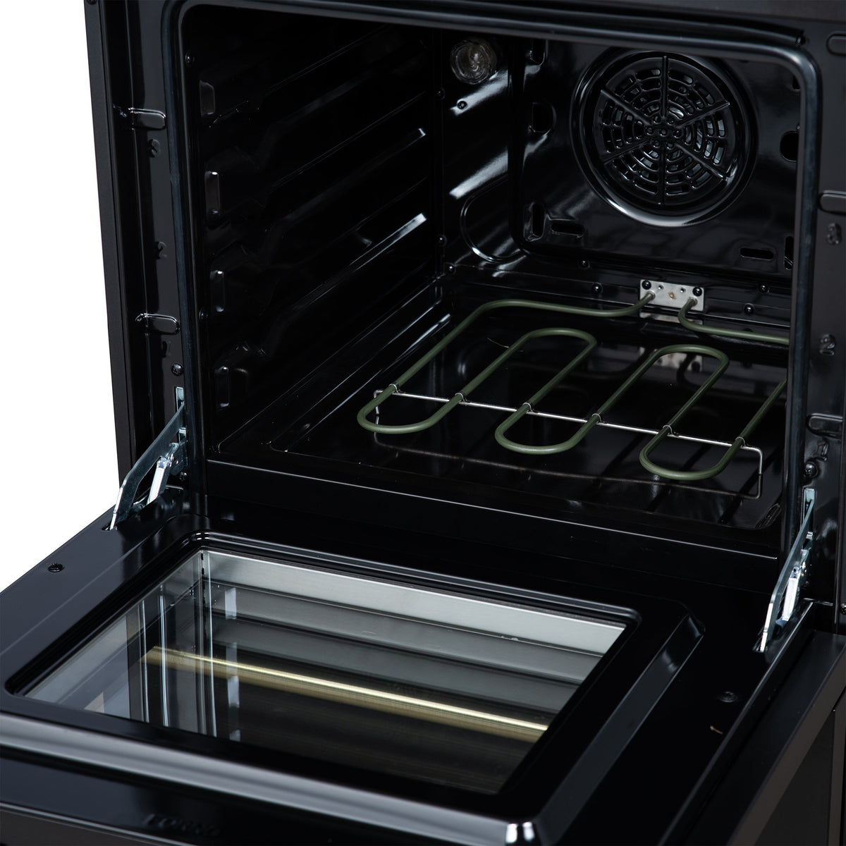 Forno Loiano 24 in. Freestanding Electric Range, 2.3 cu. ft., 4 Radiant Elements, Storage Drawer, Air Fryer Kit, Black with Antique Brass Accents (FFSEL6069-24BLK)