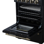 Forno Loiano 24 in. Freestanding Electric Range, 2.3 cu. ft., 4 Radiant Elements, Storage Drawer, Air Fryer Kit, Black with Antique Brass Accents (FFSEL6069-24BLK)