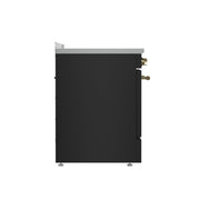 Forno Paolo 30-Inch Freestanding Electric Range, 4.38 cu. ft. Oven Capacity, Black with Antique Brass Handles (Model FFSEL6011-30BLK)