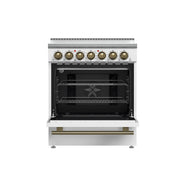 Forno Paolo 30-Inch Freestanding Electric Range, 4.38 cu. ft. Oven Capacity, White Finish with Antique Brass Handles, Model FFSEL6011-30WHT