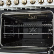 Forno Paolo 30-Inch Freestanding Electric Range, 4.38 cu. ft. Oven Capacity, White Finish with Antique Brass Handles, Model FFSEL6011-30WHT