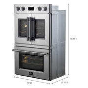FORNO Asti 30-Inch French Door Double Electric Wall Oven, 7.36 cu. ft., Air Fry, Self Clean, Sous Vide (Model FBOEL1340-30)