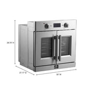 FORNO Gallico 30-Inch Electric Single Wall Oven, 3.58 cu ft, French Door, Air Fry, Sous Vide, Self Clean, Telescopic Racks (Model FBOEL1371-30)