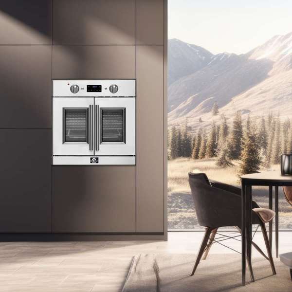 FORNO Gallico 30-Inch Electric Single Wall Oven, 3.58 cu ft, French Door, Air Fry, Sous Vide, Self Clean, Telescopic Racks (Model FBOEL1371-30)